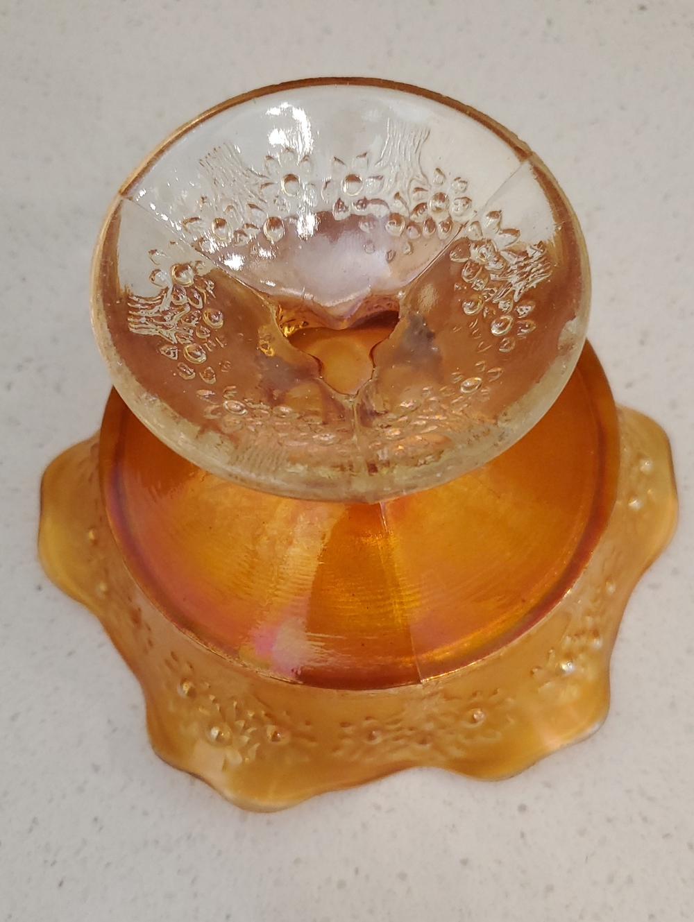 Fenton Orange Tree Marigold Carnival Glass Parfait or Bowl - Picture 6 of 8